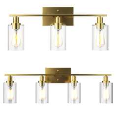 3 or 4-Light Modern Bathroom Wall Sconce with Clear Glass Shade product